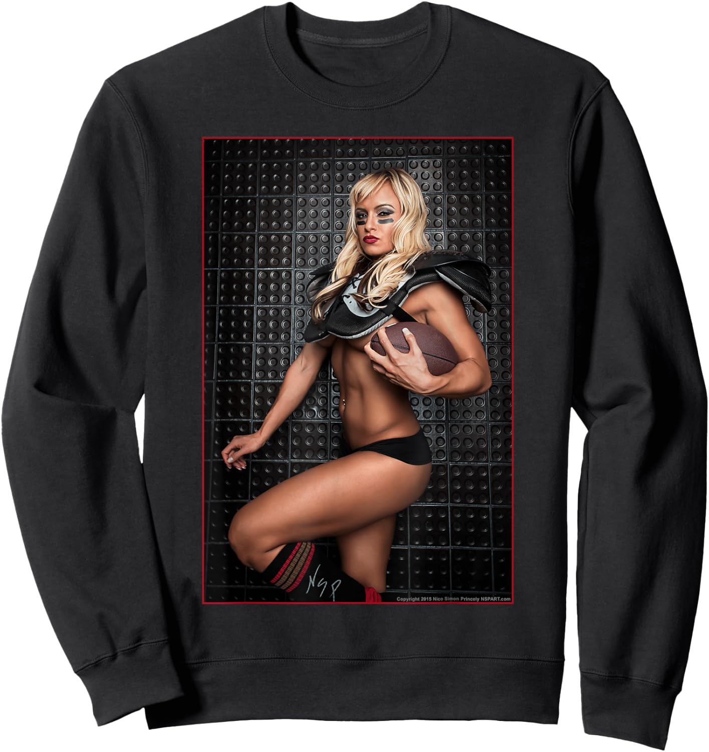 Pinup Girl T Shirt - Lauren Fogle Football Pin Up Sweatshirt - Sweatshirt | Black
