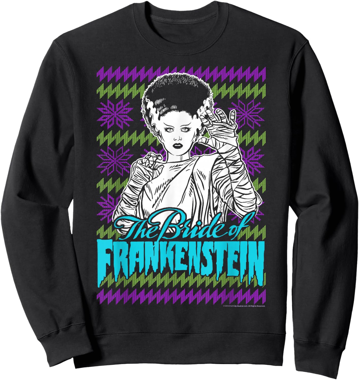 Universal Monsters Christmas The Bride Of Frankenstein C2 Sweatshirt - Sweatshirt | Black