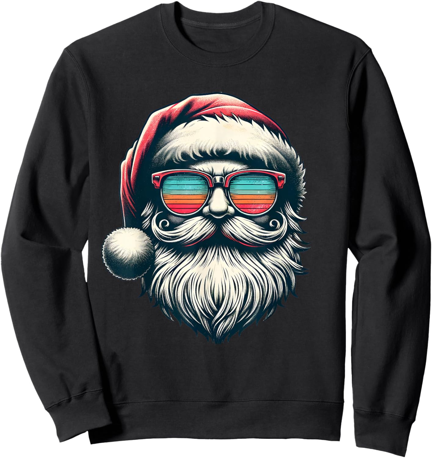 Santa Face Retro Sunglasses Christmas Xmas Men Women Kids Sweatshirt - Sweatshirt | Black