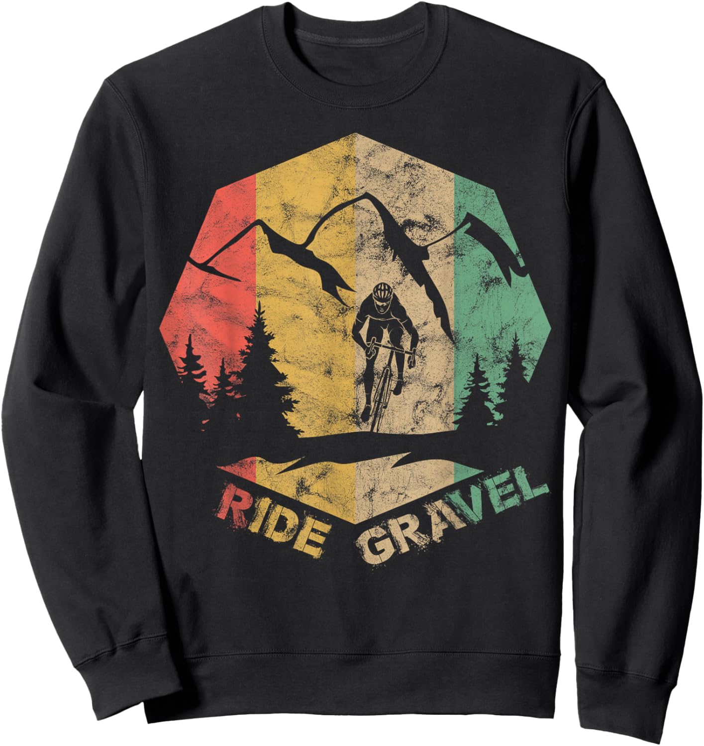 Vintage Gravel Bike Road Bike Ride Gravel Cyclocross Cyclist Sweatshirt - Sweatshirt | Black