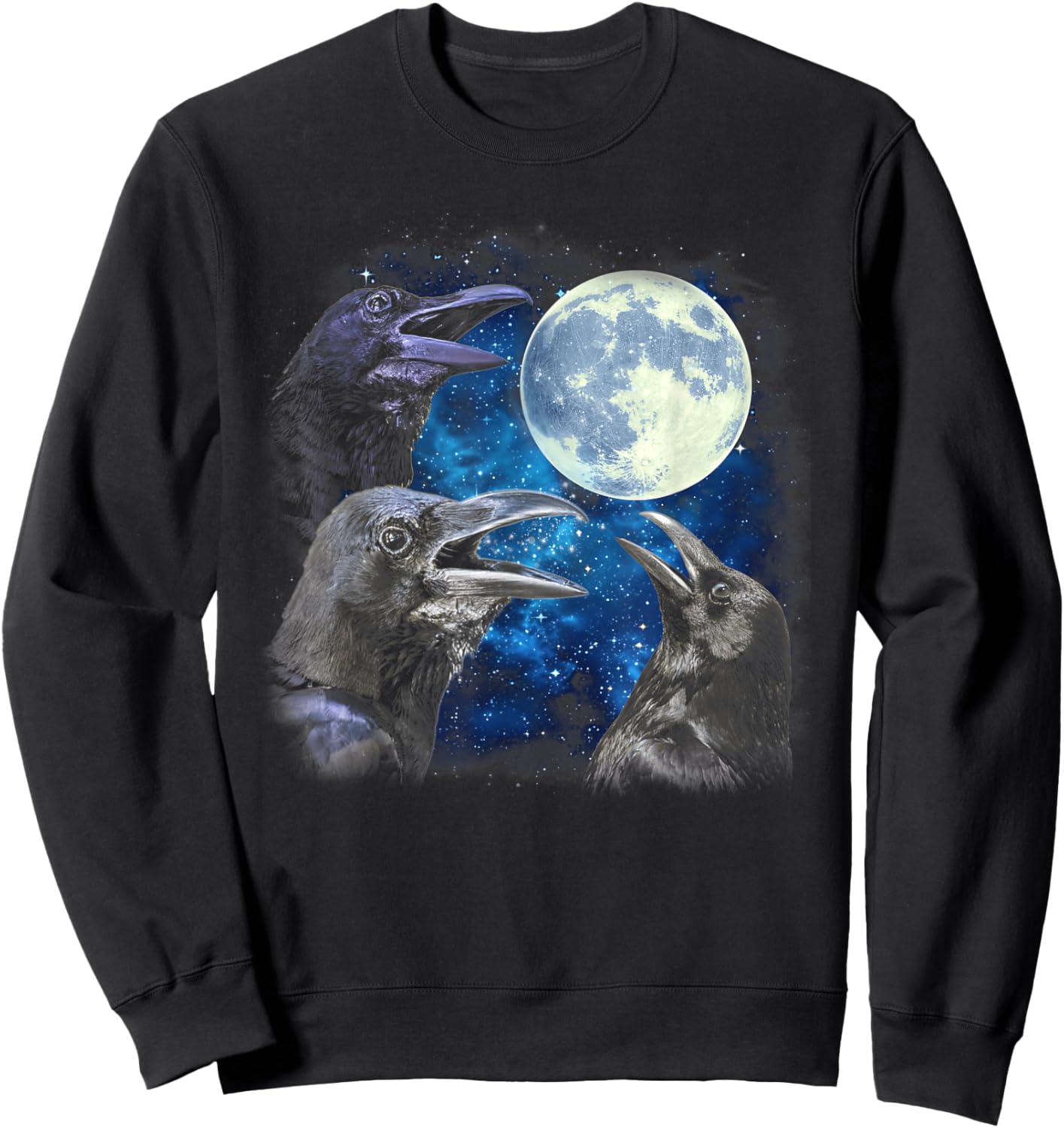 Crows Howling At The Moon - Funny Crow Bird Sweatshirt - Sweatshirt | Black