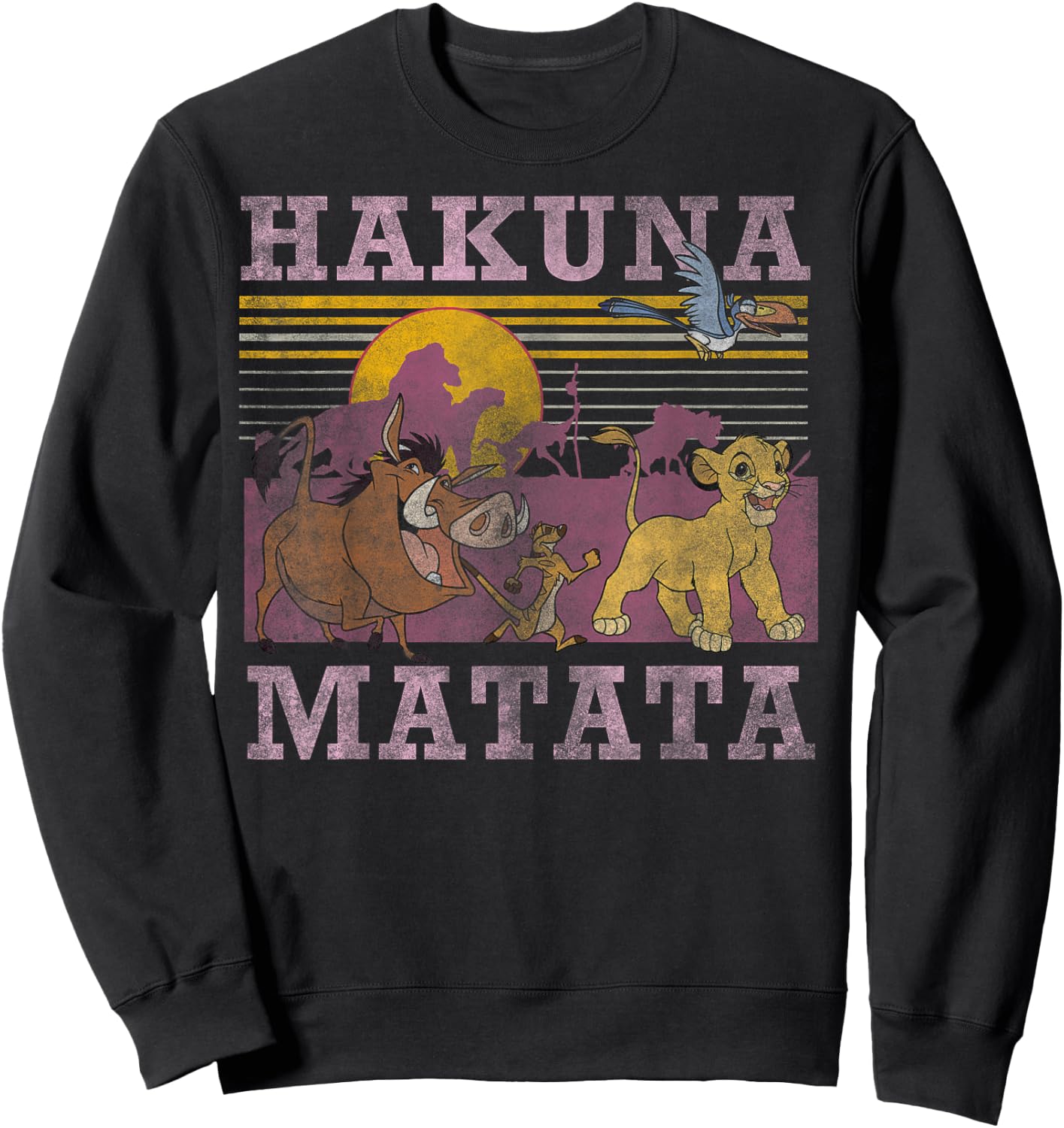 Disney Lion King Retro Hakuna Matata Faded Poster Sweatshirt - Sweatshirt | Black