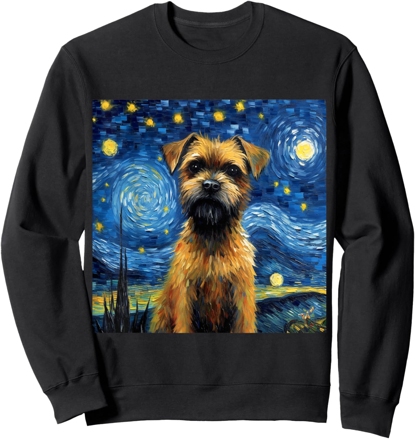 Border Terrier Starry Night - Border Terrier Sweatshirt - Sweatshirt | Black