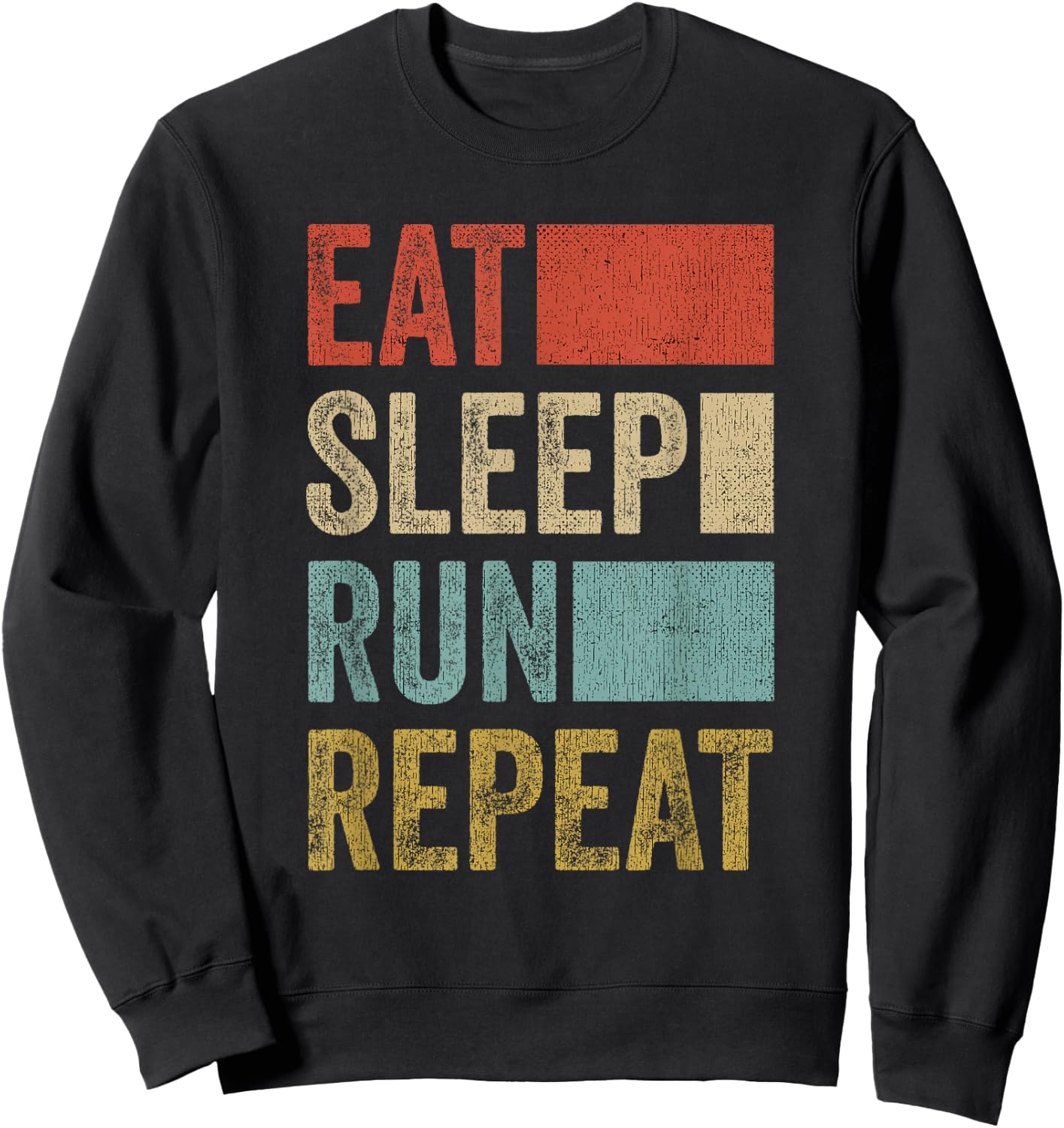 Running Jogging Gift Retro Eat Sleep Run Sweatshirt - Sweatshirt | Black