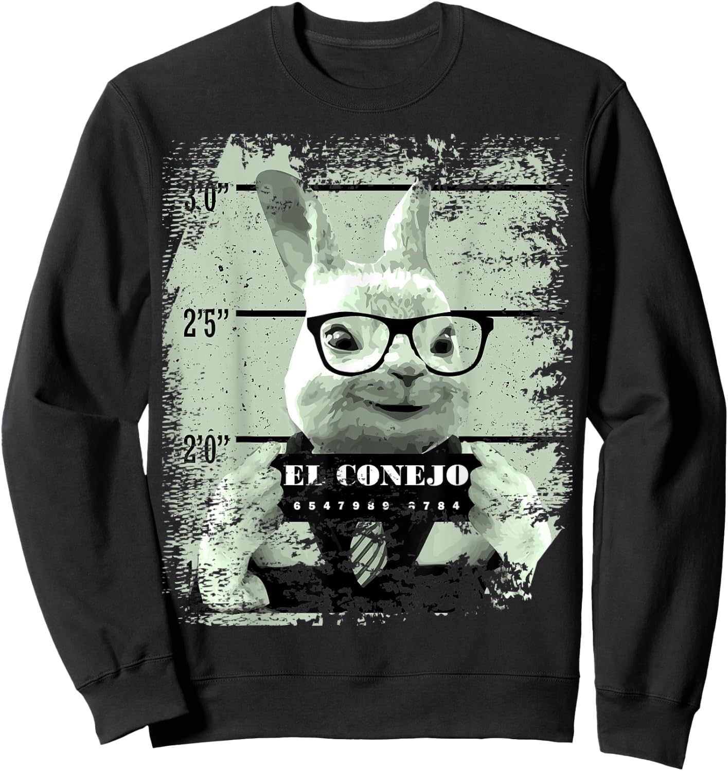 Bunny Mug Shot Rabbit in Jail Mexican El Conejo Sweatshirt - Sweatshirt | Black