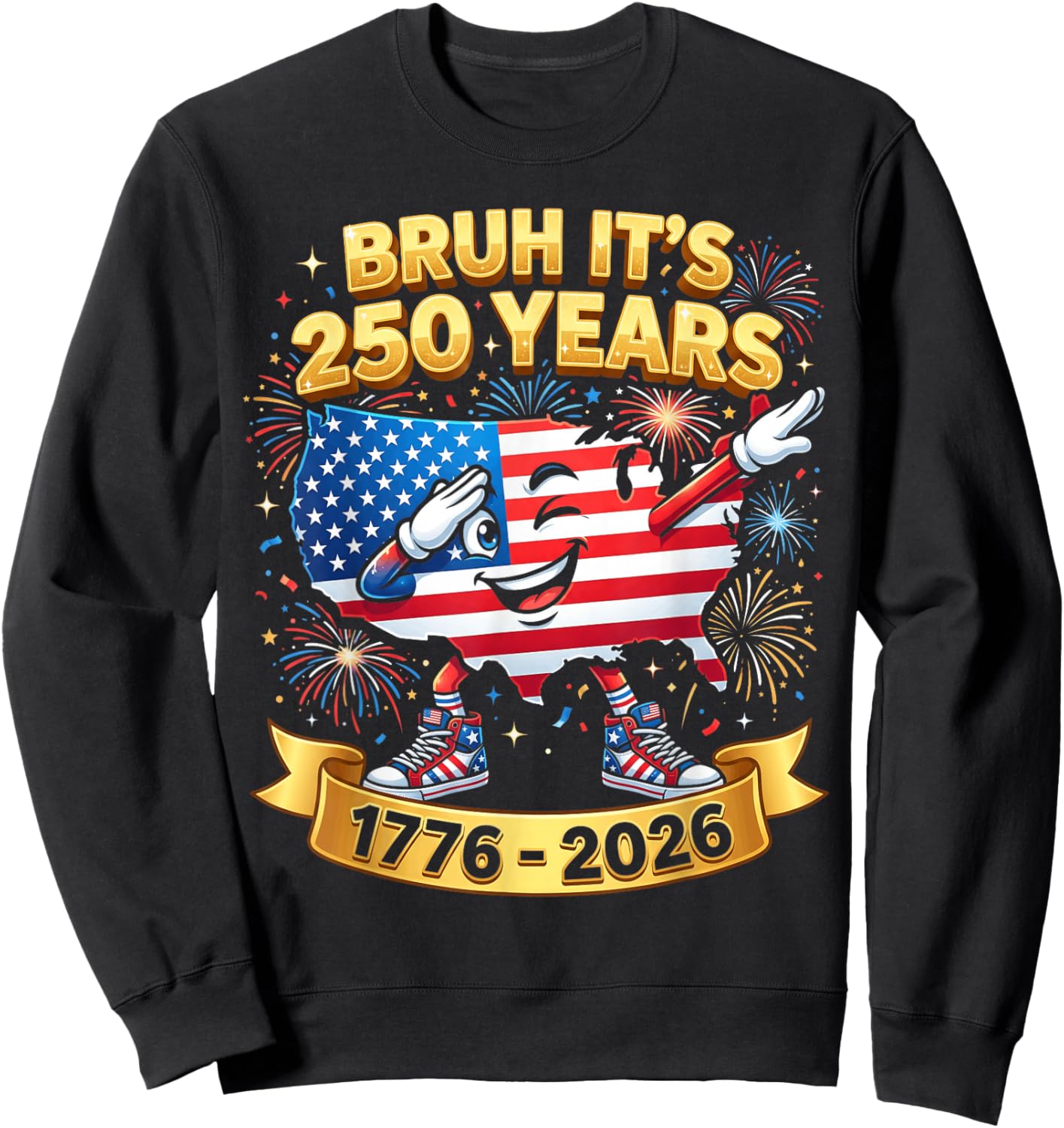 Bruh It's 250 Years Boys Kid Patriotic 250th Anniversary USA Sweatshirt - Sweatshirt | Black