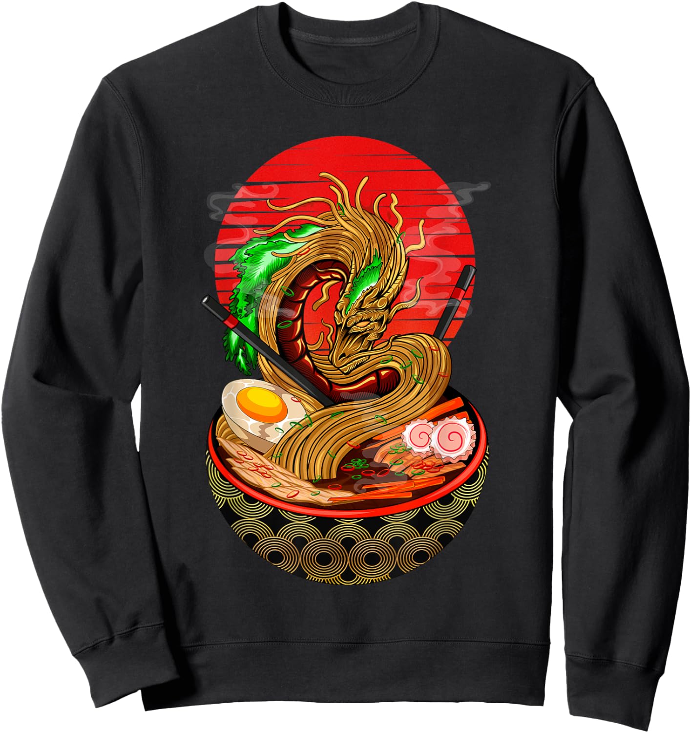 Kawaii Ramen Funny Japanese Asian Noodles Dragon Sweatshirt - Sweatshirt | Black