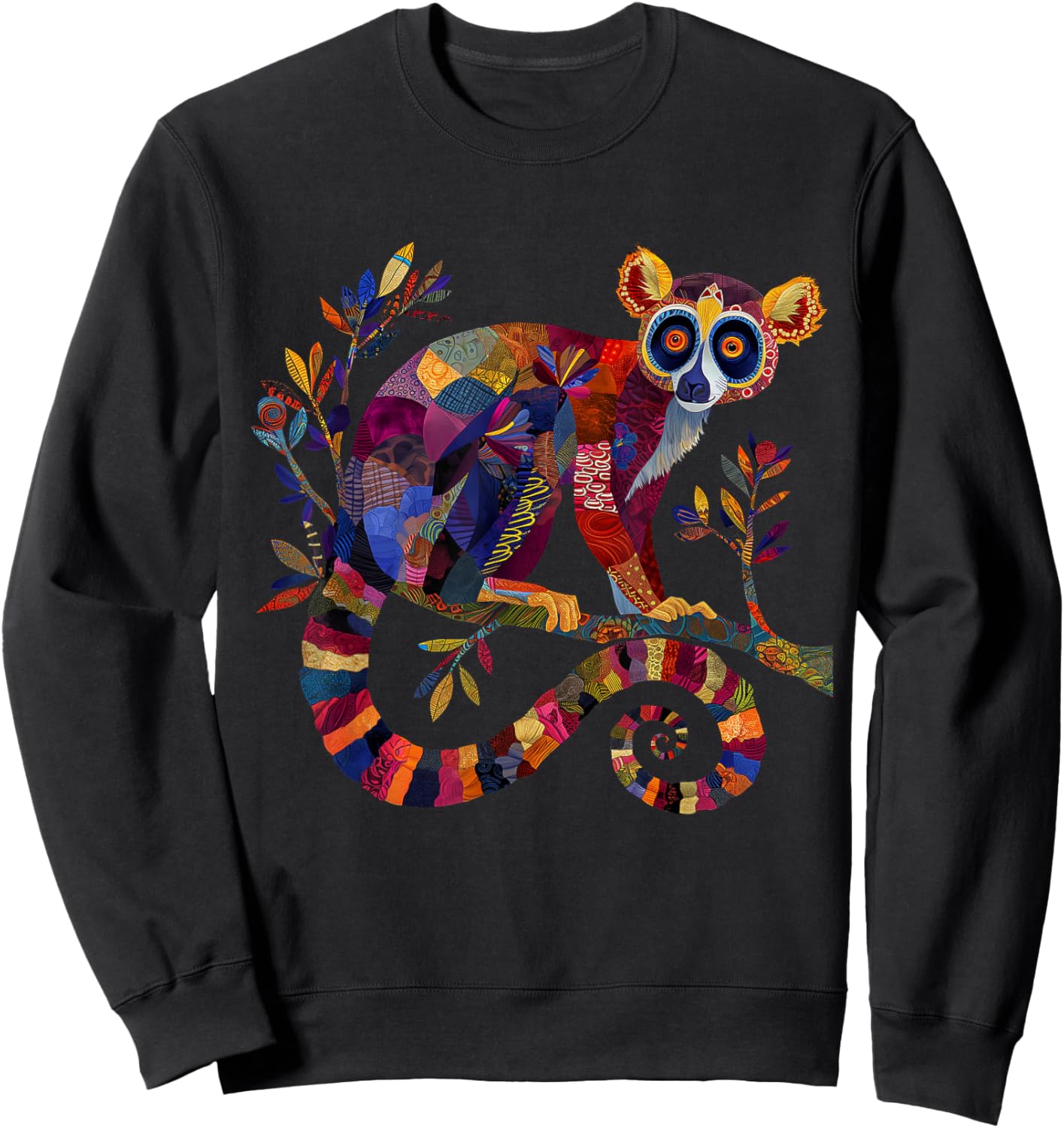 Lemur Floral Vintage Flower Pattern Monkey Lemur Lover Sweatshirt - Sweatshirt | Black