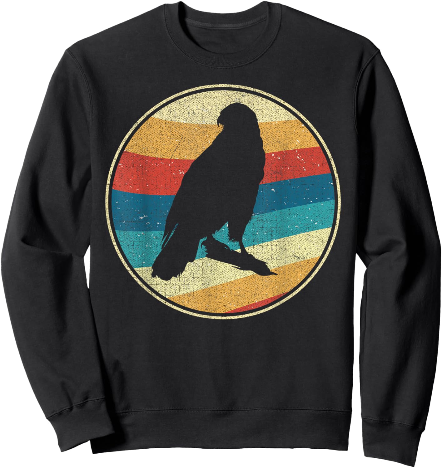 Vintage Hawk 80s 90s Retro Distressed Bird Nerds Sweatshirt - Sweatshirt | Black