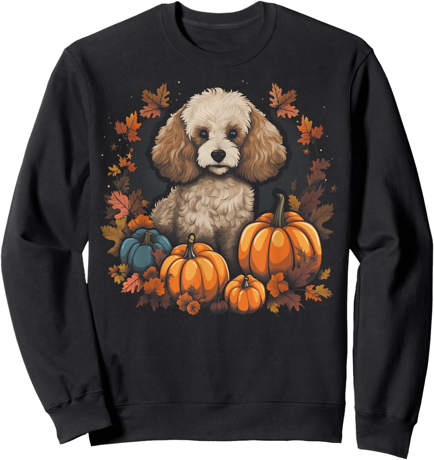 Poodle Dog - Pumpkin Thanksgiving Fall Halloween Sweatshirt - Sweatshirt | Black