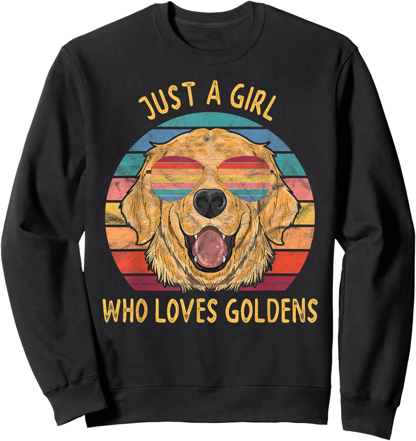 Girl Loves Golden Retrievers Dog Gifts Sweatshirt - Sweatshirt | Black