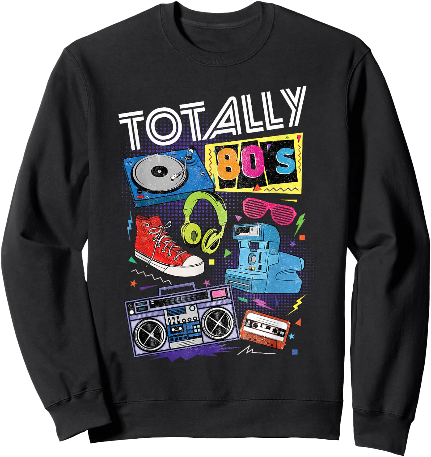 Funny 80s Retro 1980s Party Totally 80s Turntable Cassette Sweatshirt - Sweatshirt | Black