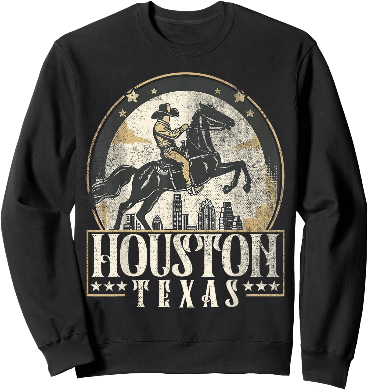 Houston Texas TX | cowboy skyline Sweatshirt - Sweatshirt | Black