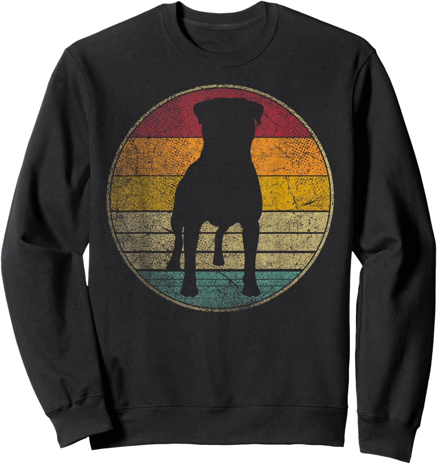 Rottweiler Dog Vintage Distressed Retro Style Silhouette Women Kids Sweatshirt - Sweatshirt | Black