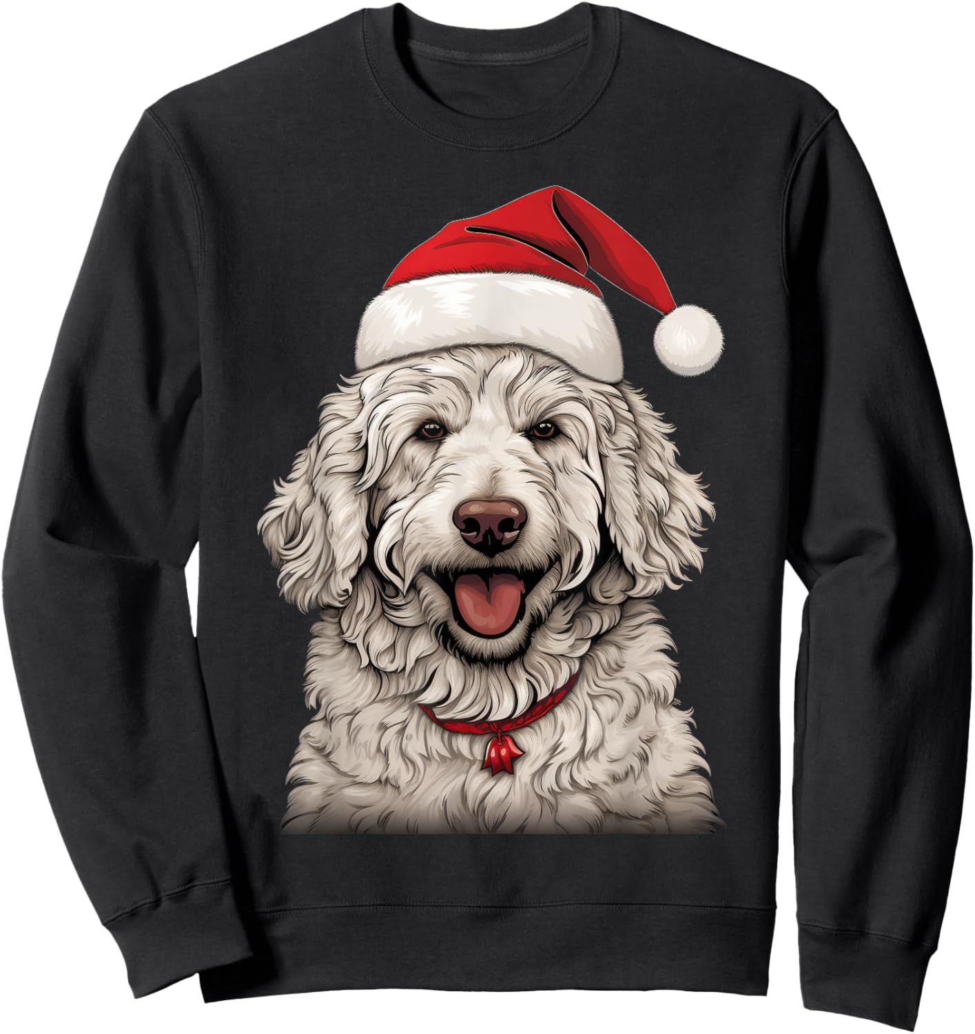 Goldendoodle Santa Claus Hat Christmas Party Xmas Pajama Sweatshirt - Sweatshirt | Black