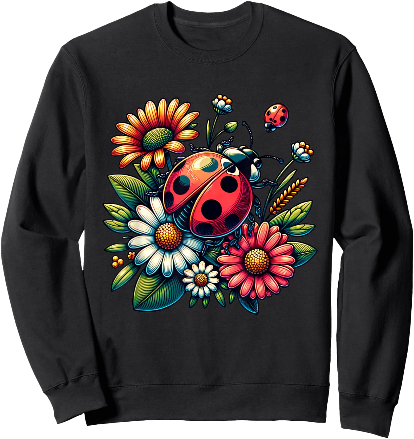 Cute Ladybugs Pop Art Ladybugs Lover Portrait Women Sweatshirt - Sweatshirt | Black