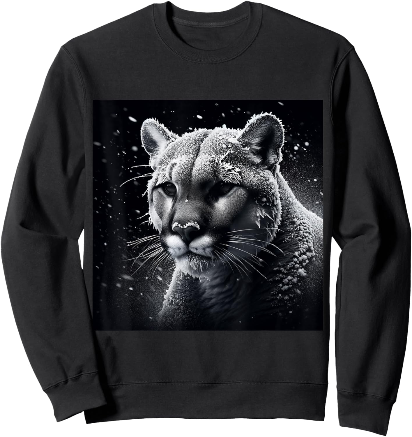 Wildlife Art Cougar Puma Shirt - Mountain Lion Portrait Sweatshirt - Sweatshirt | Black