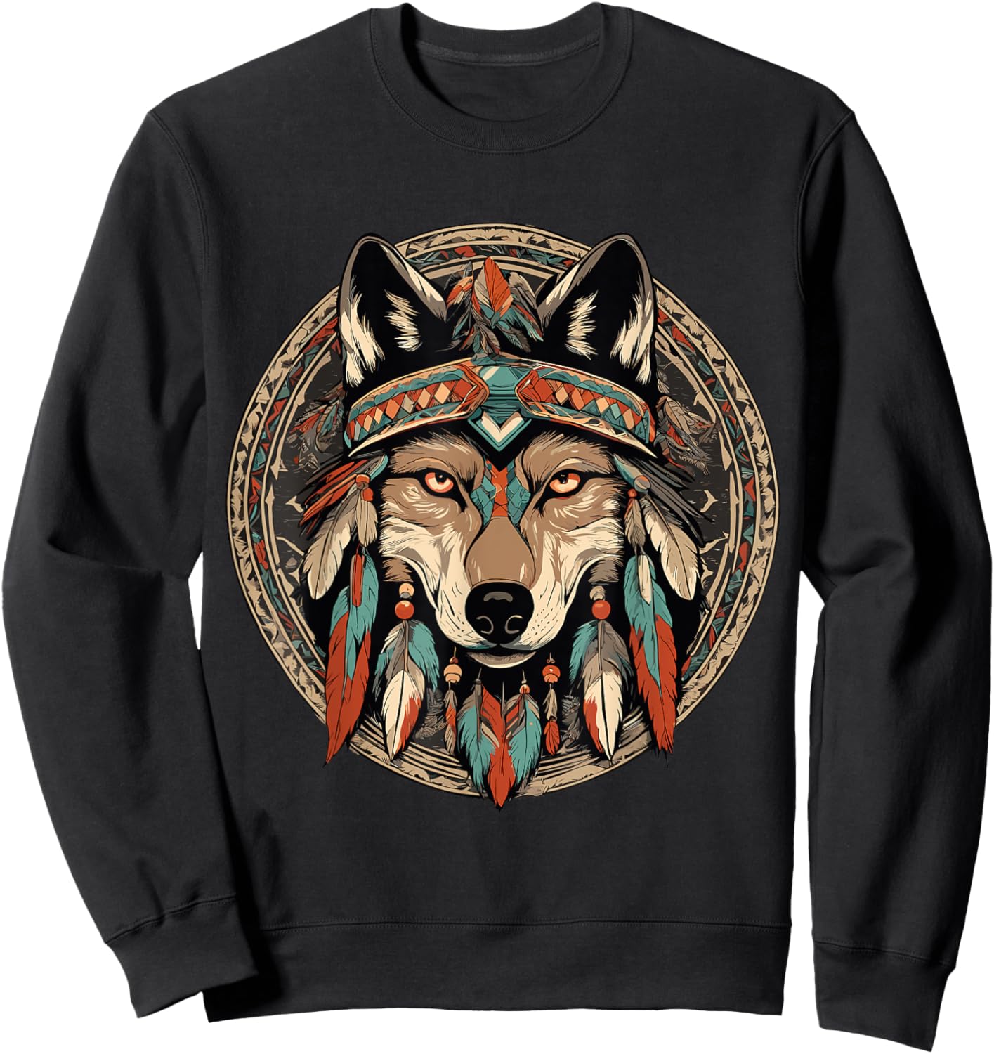 Native American Wolf Totem Sweatshirt - Sweatshirt | Black