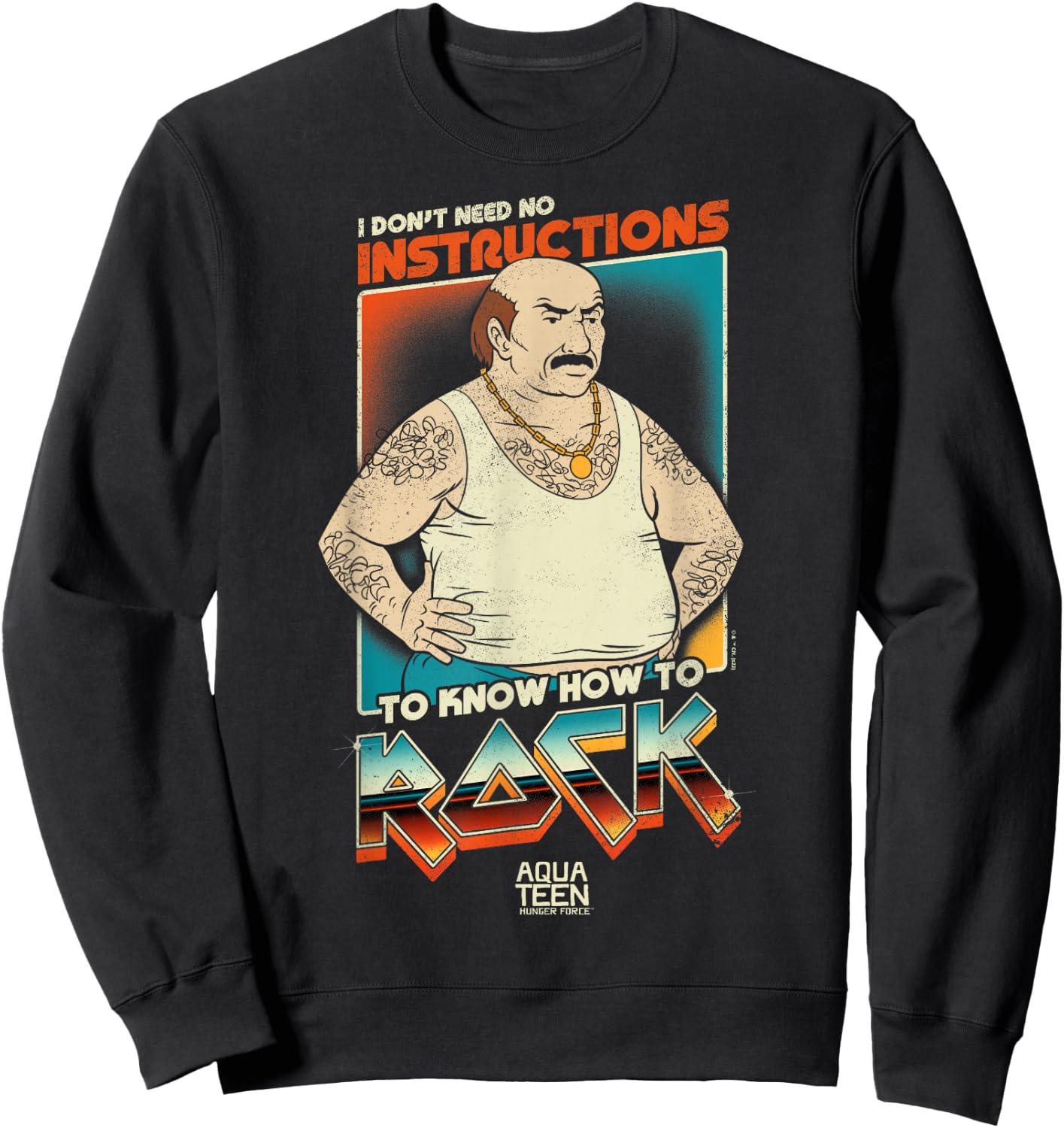 Aqua Teen Hunger Force Carl Don't Need Instructions to Rock Small Sweatshirt - Sweatshirt | Black
