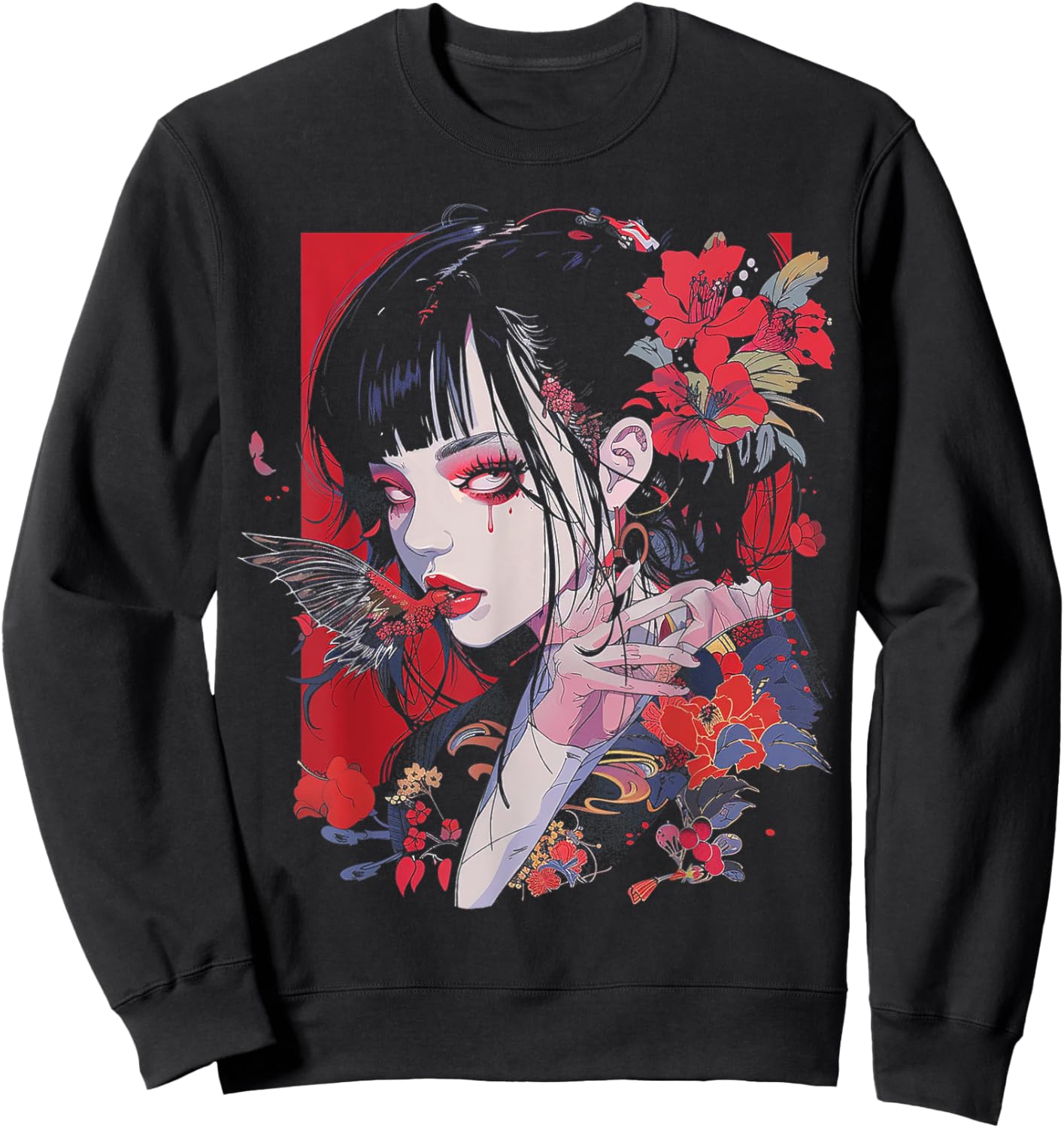 Anime Manga Motif Illustration Anime Sweatshirt - Sweatshirt | Black