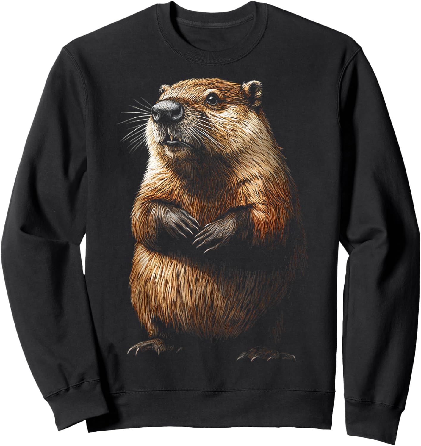Beaver Animal Motif Artwork Beaver Sweatshirt - Sweatshirt | Black