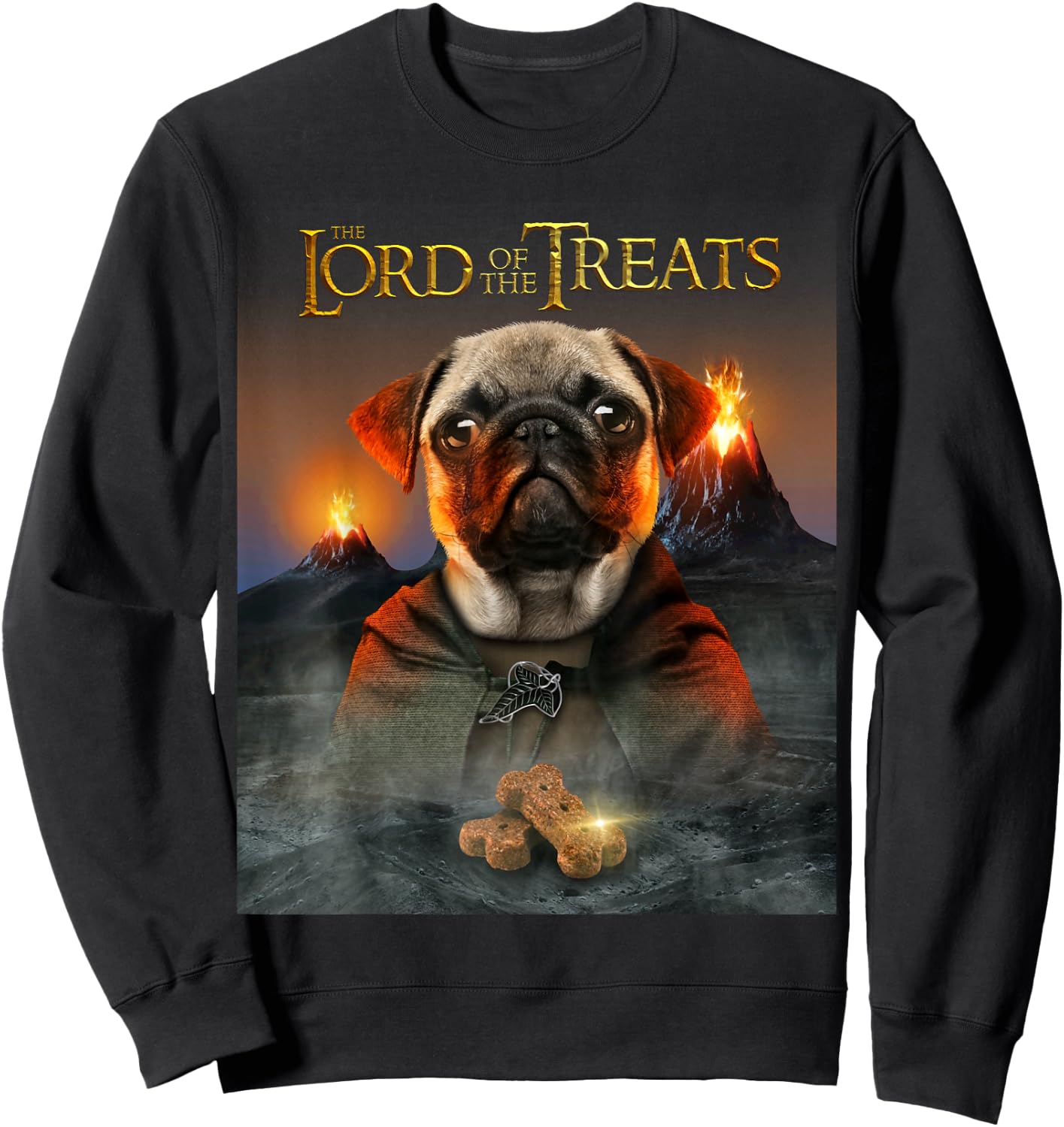 LORD OF THE TREATS - Funny & Cute Pug Puppy Sweatshirt - Sweatshirt | Black