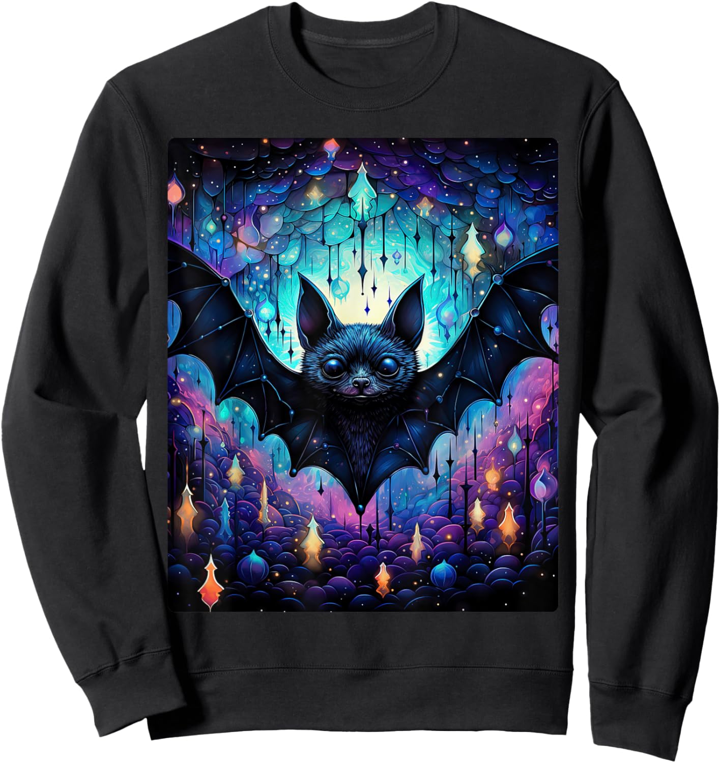 Gothic Bat Spooky Bats Pattern Moon Night Sweatshirt - Sweatshirt | Black