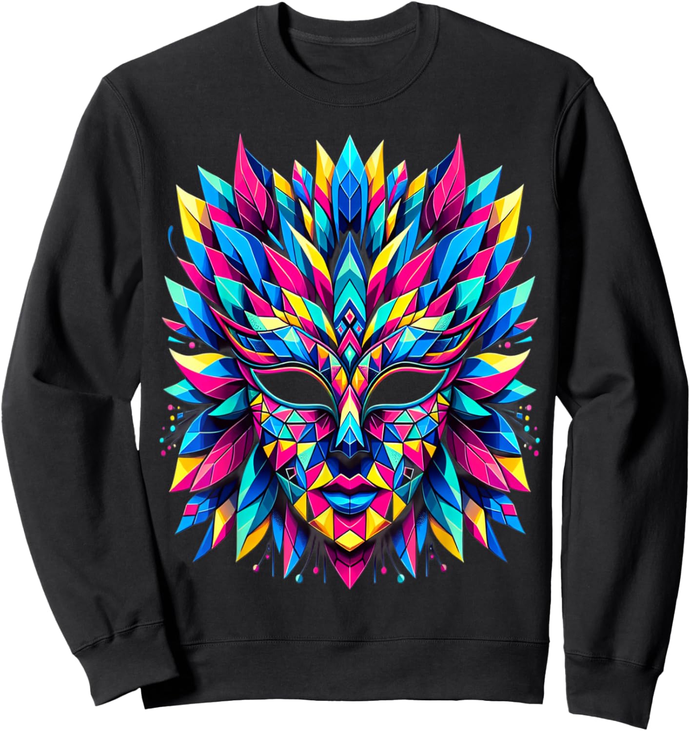 Retro Carnival Mask Brazil Rio , Black, S Sweatshirt - Sweatshirt | Black