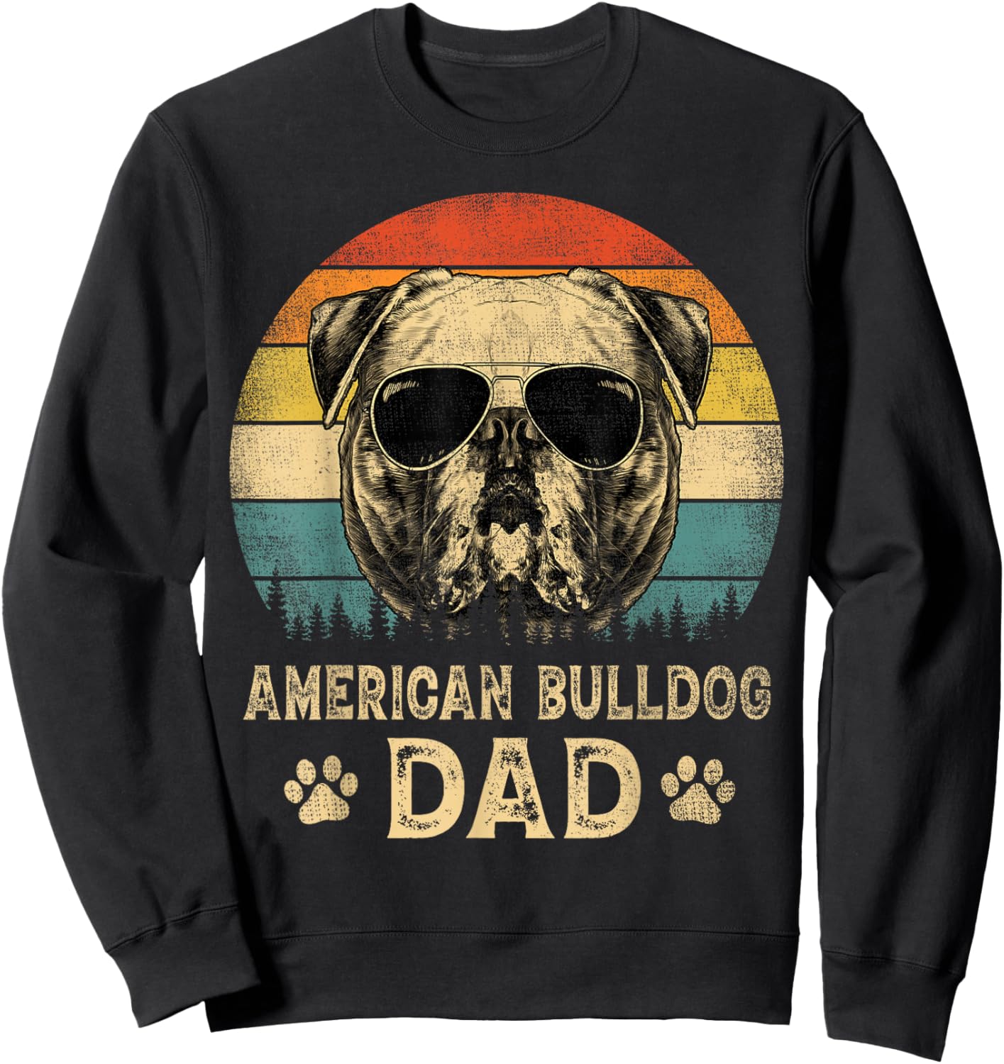 Vintage American Bulldog Dad Dog Lovers Father's Day Women Sweatshirt - Sweatshirt | Black