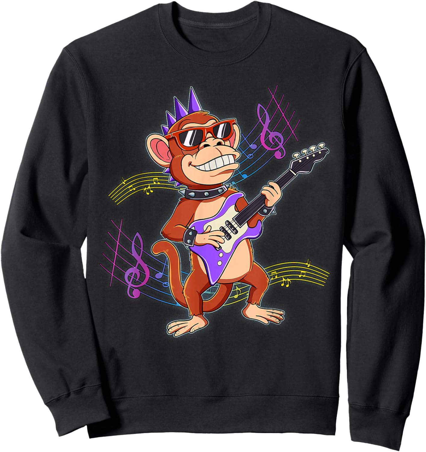 Rockstar Monkey Guitar Sweatshirt - Sweatshirt | Black
