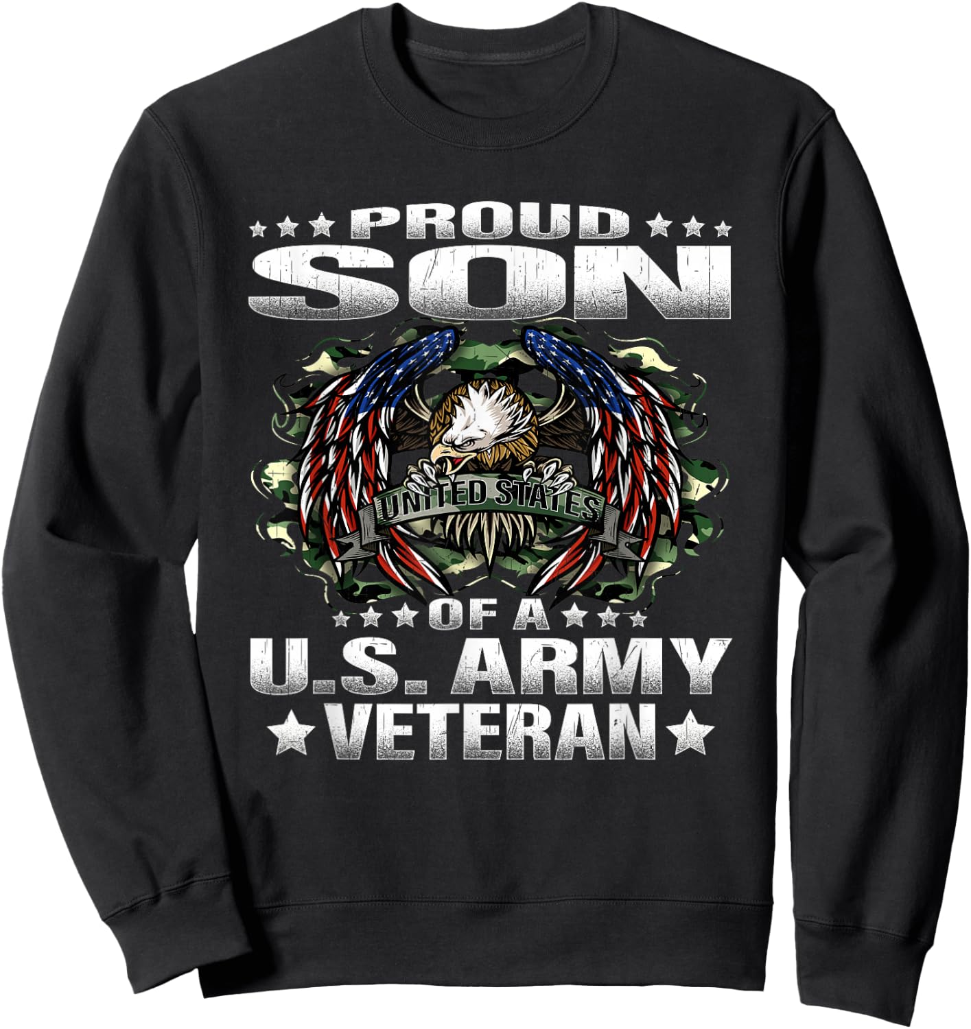 Proud Son Of A US Army Veteran Military Vet's Child Sweatshirt - Sweatshirt | Black