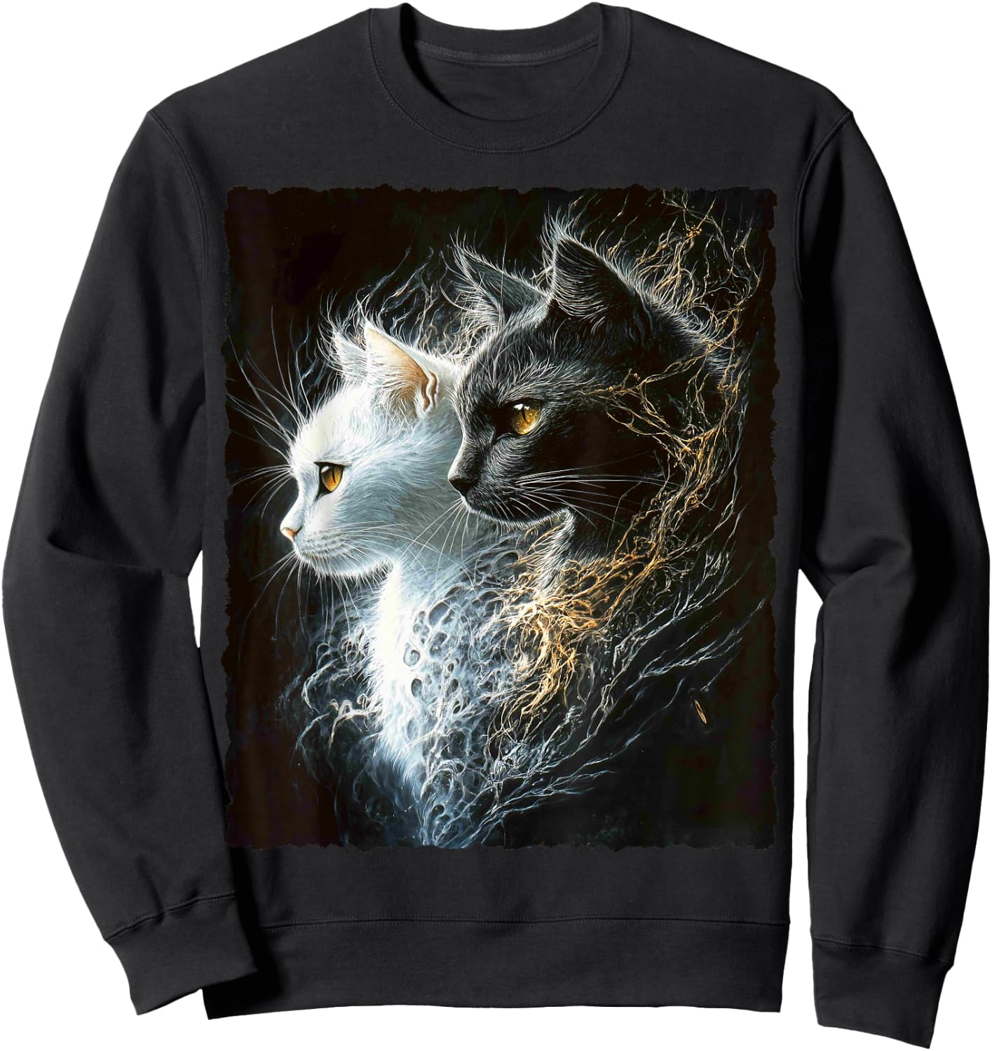 Cute Magical Cat Kitten Fantasy Art Design Sweatshirt - Sweatshirt | Black