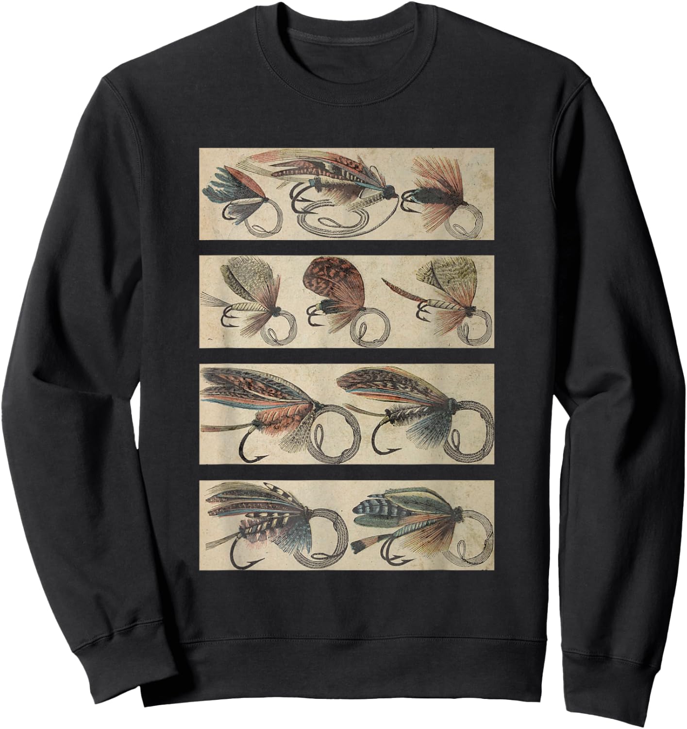 Vintage Fly Fishing Lures Sweatshirt - Sweatshirt | Black