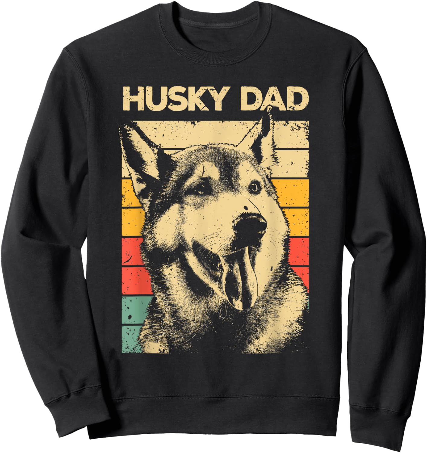 Husky Dad Art For Father Men Husky Lover Siberian Husky Dog Sweatshirt - Sweatshirt | Black