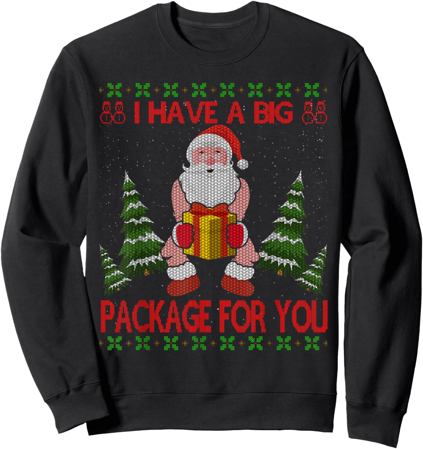 I Have Big Package for You Santa Claus & Huge Box Christmas Sweatshirt - Sweatshirt | Black