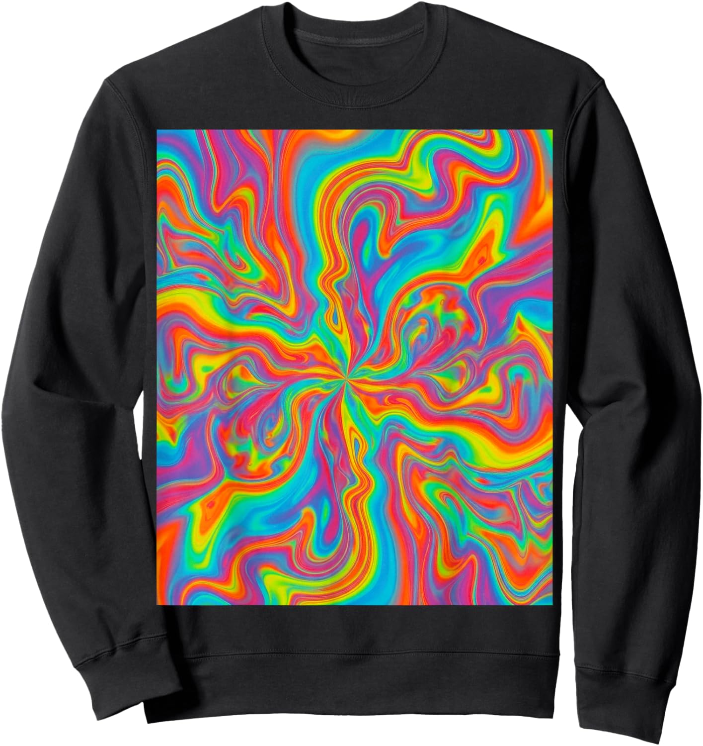 Psychedelic Rainbow Swirl Trippy Abstract Colorful Art Sweatshirt - Sweatshirt | Black