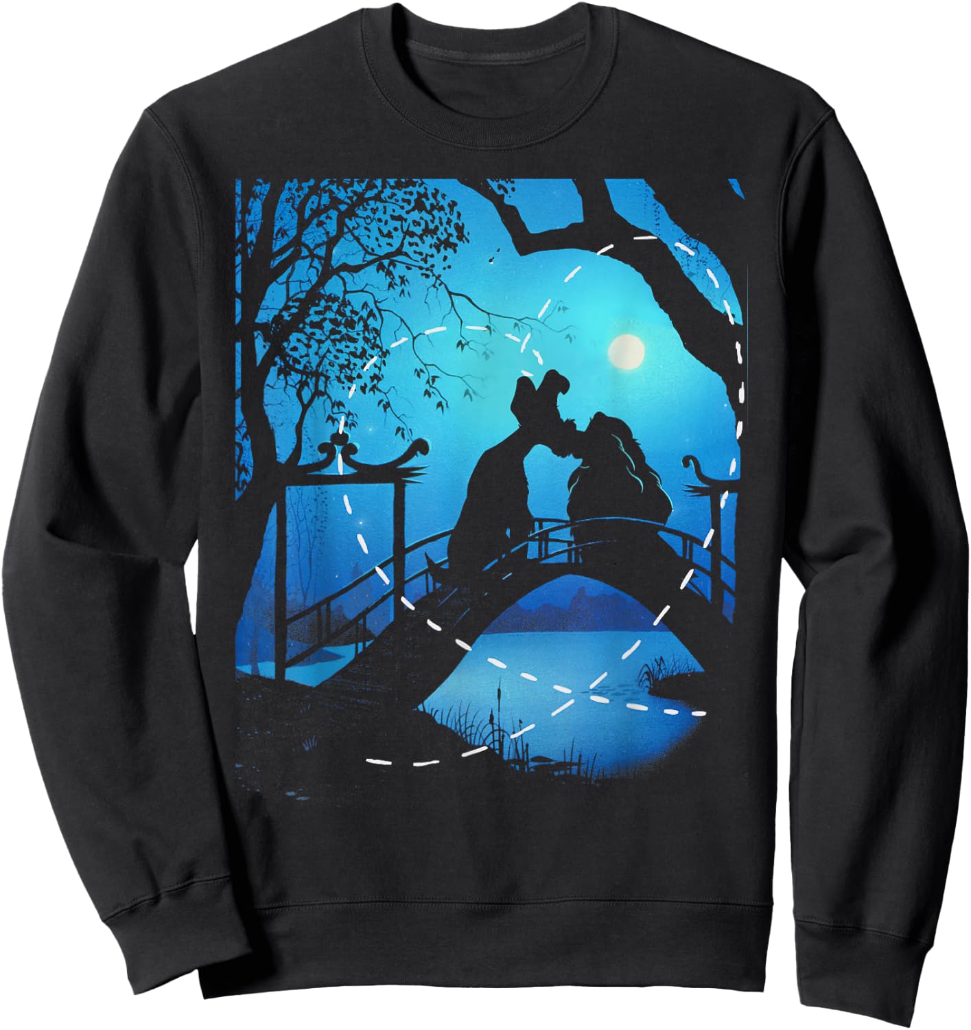 Disney The Lady and The Tramp Night Time Silhouette Sweatshirt - Sweatshirt | Black