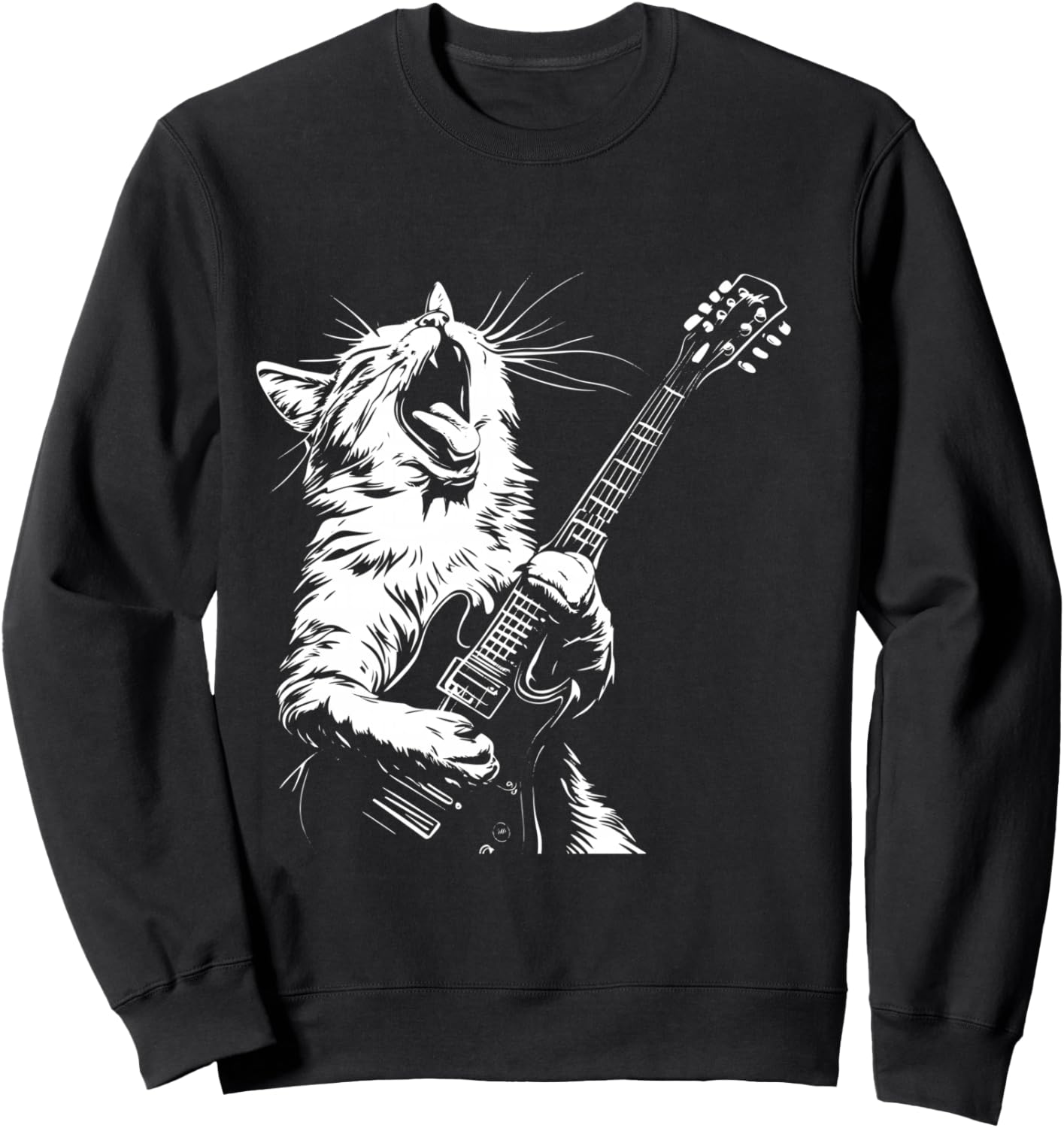 Funny Cat Playing Guitar Sweatshirt - Sweatshirt | Black