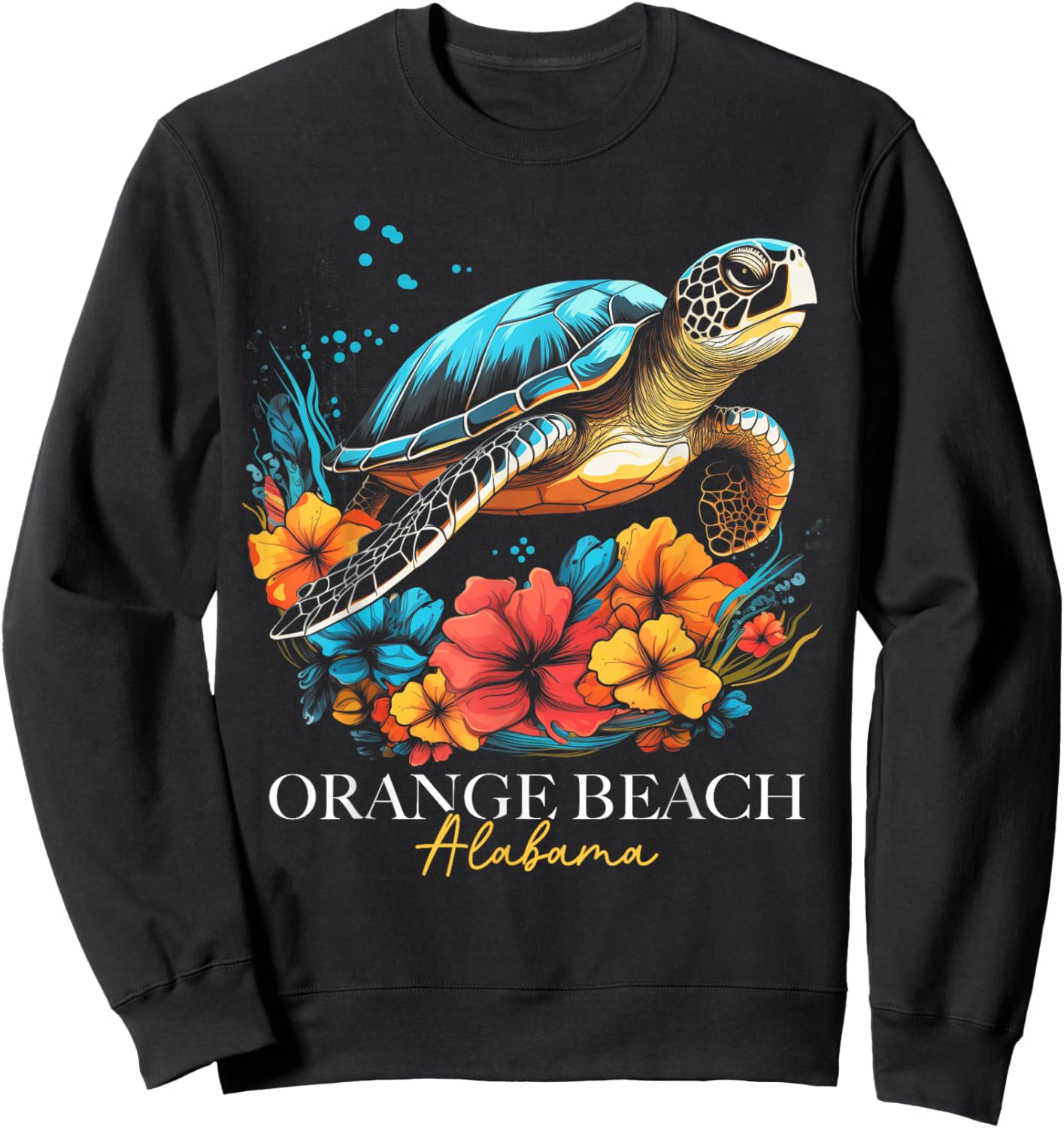 Orange Beach Alabama Sea Turtle Surf Surfer Sweatshirt - Sweatshirt | Black
