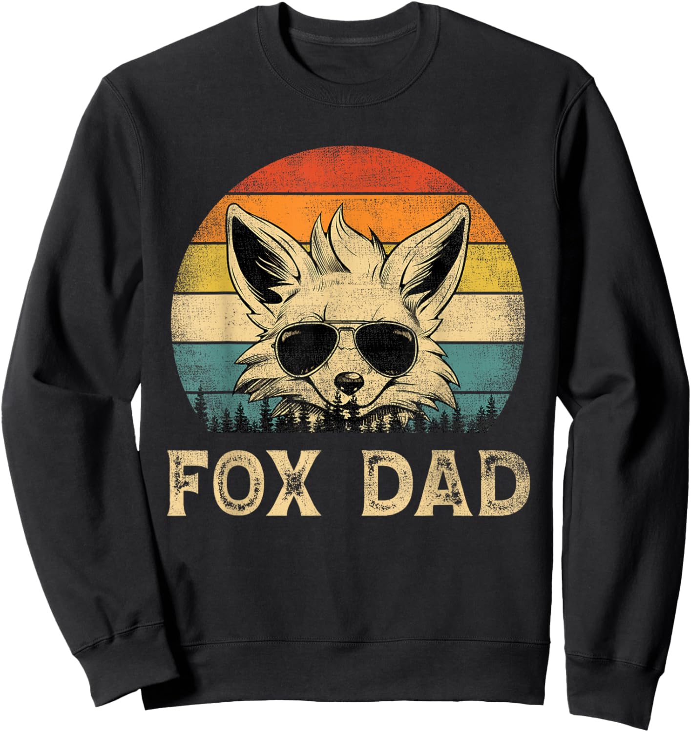 Vintage Fox Dad Fox Lovers Daddy Father's Day Sweatshirt - Sweatshirt | Black