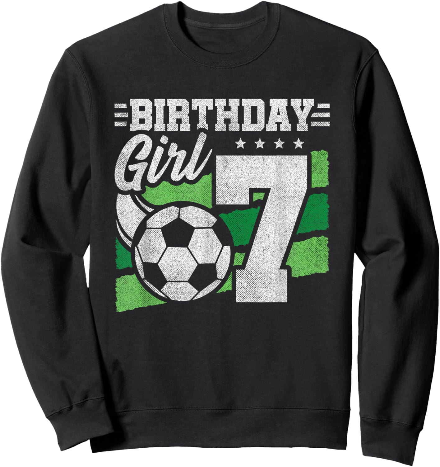 Girls 7th Birthday - Soccer Party 7 Year Old Girl Birthday Sweatshirt - Sweatshirt | Black