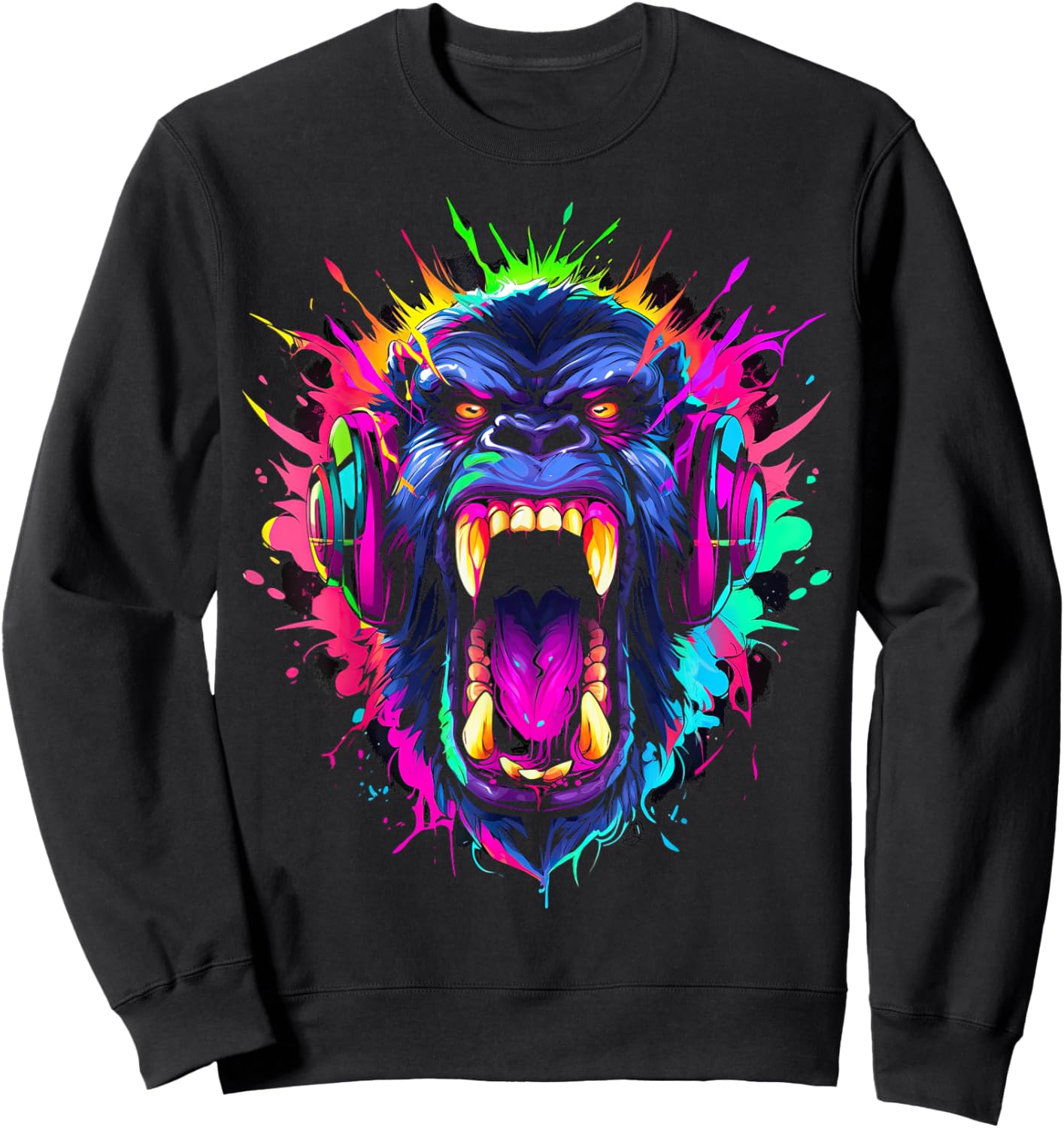 Gorilla shouting meme monkey gamer gorillas Sweatshirt - Sweatshirt | Black