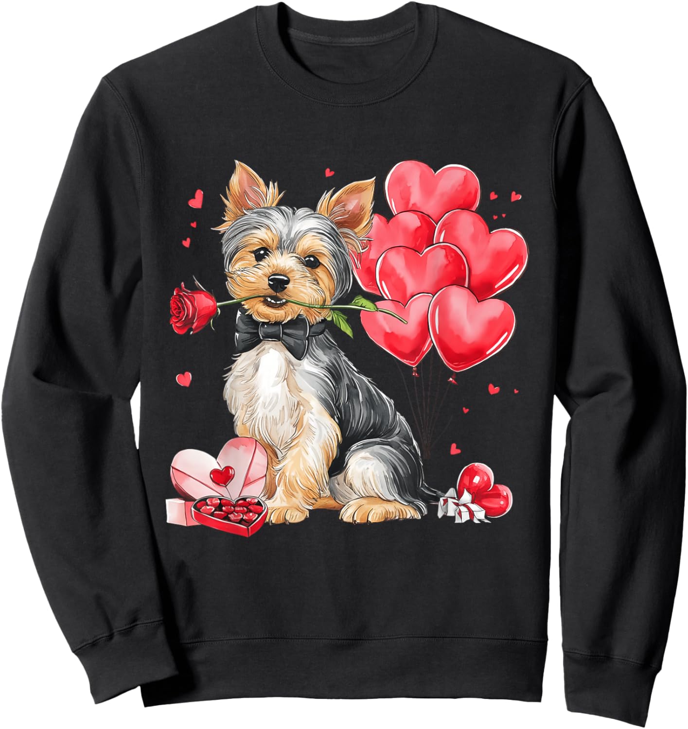 Yorkshire Terrier Dog Owner Heart Balloon Yorkie Valentine Sweatshirt - Sweatshirt | Black