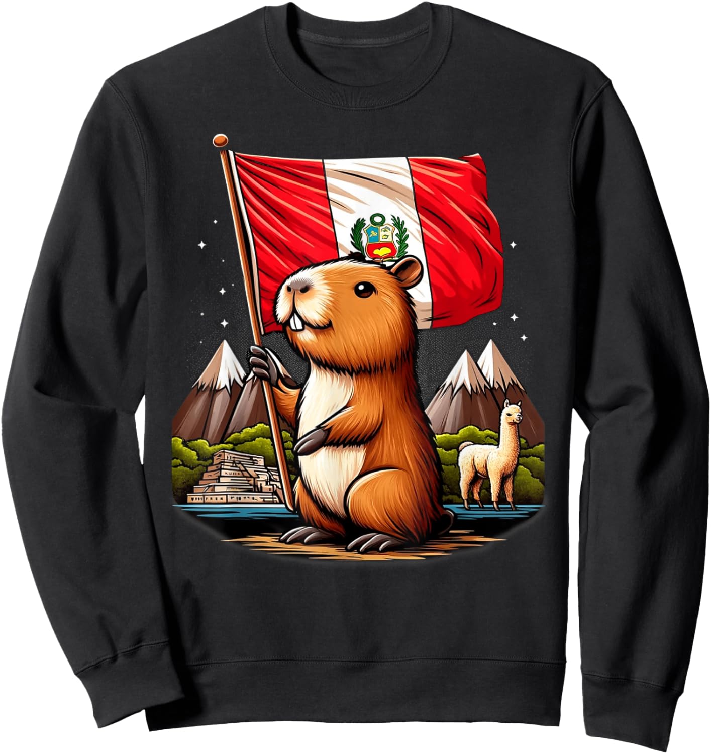 Peruvian Capybara Peru Flag - Ronsoco Fiestas Patrias Sweatshirt - Sweatshirt | Black