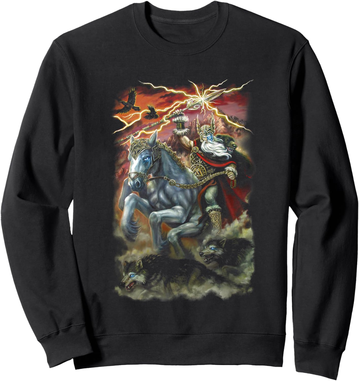 Odin Sleipnir horse norse nordic asatru Viking Fantasy art Sweatshirt - Sweatshirt | Black