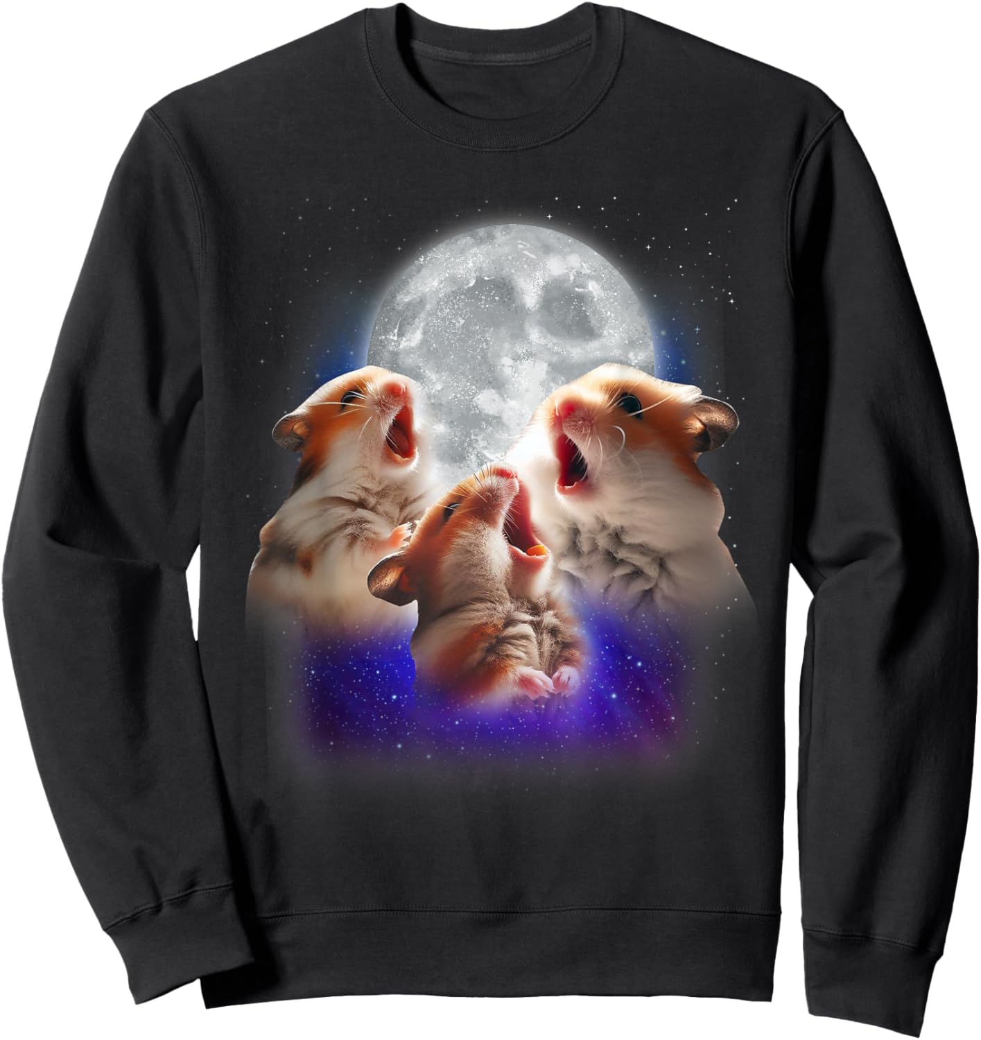 3 Hamsters Howling At The Moon Funny Pet Hamster Lover Kids Sweatshirt - Sweatshirt | Black