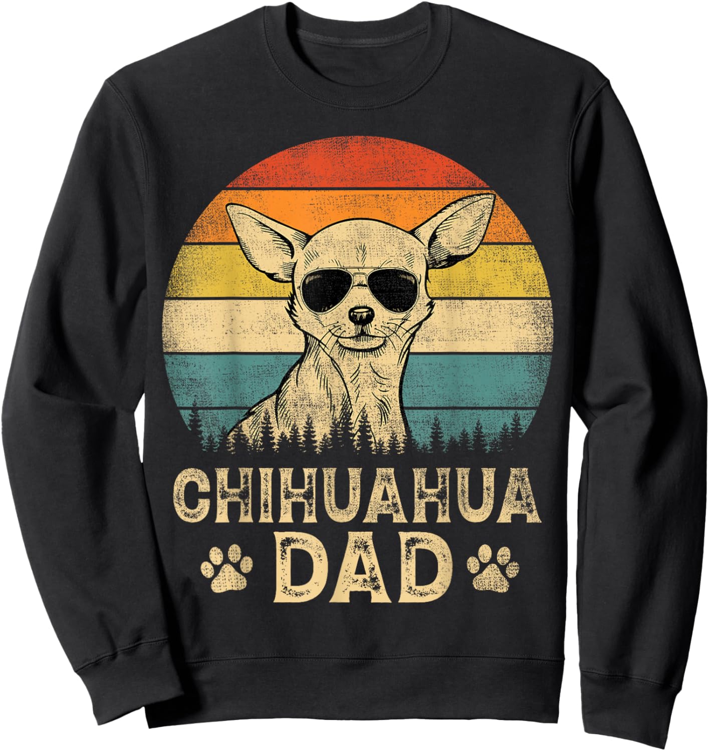 Vintage Chihuahua Dad Dog Lovers Father's Day Sweatshirt - Sweatshirt | Black