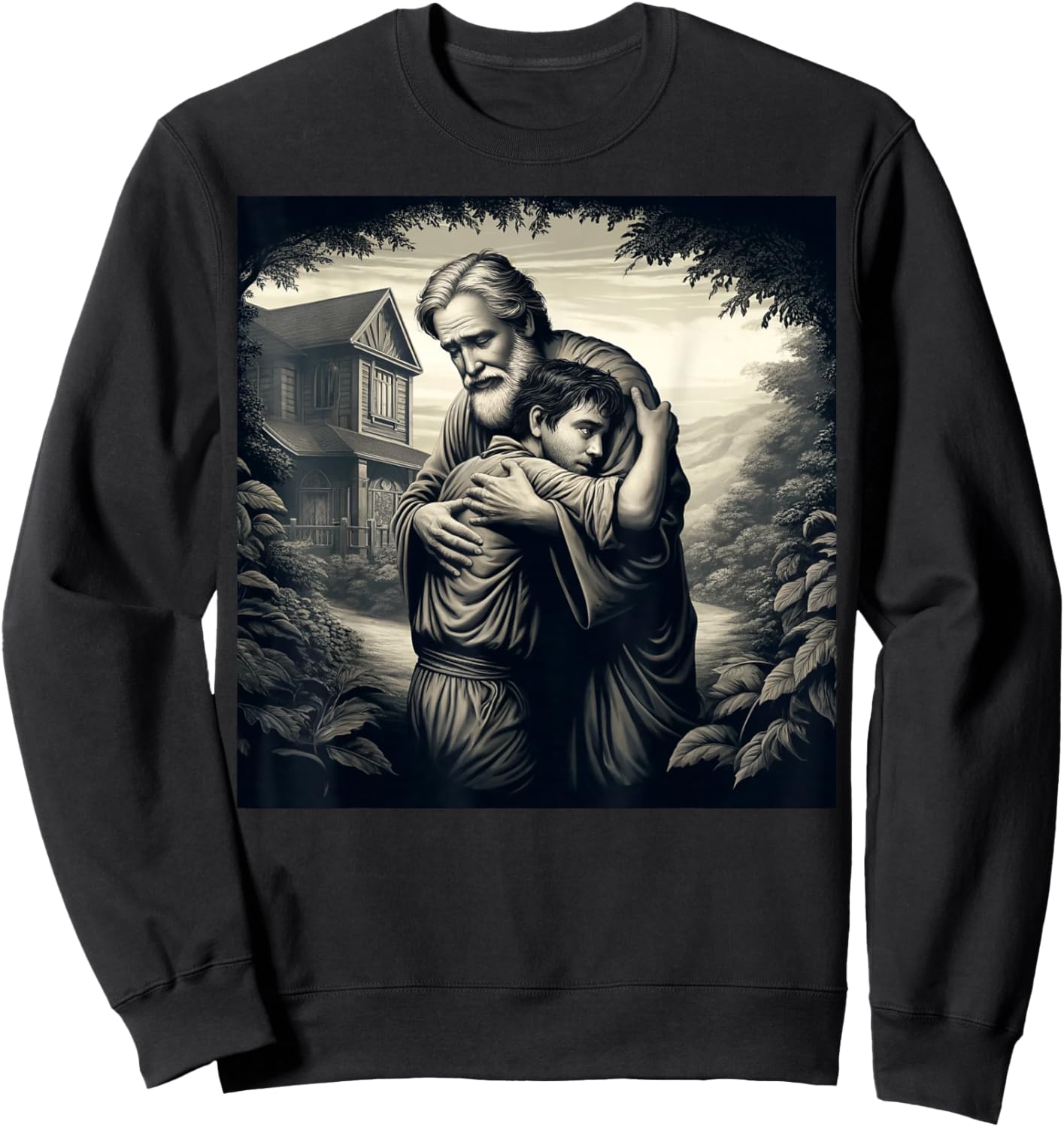The Prodigal Son: father embracing his returned son: Luke 15 Sweatshirt - Sweatshirt | Black