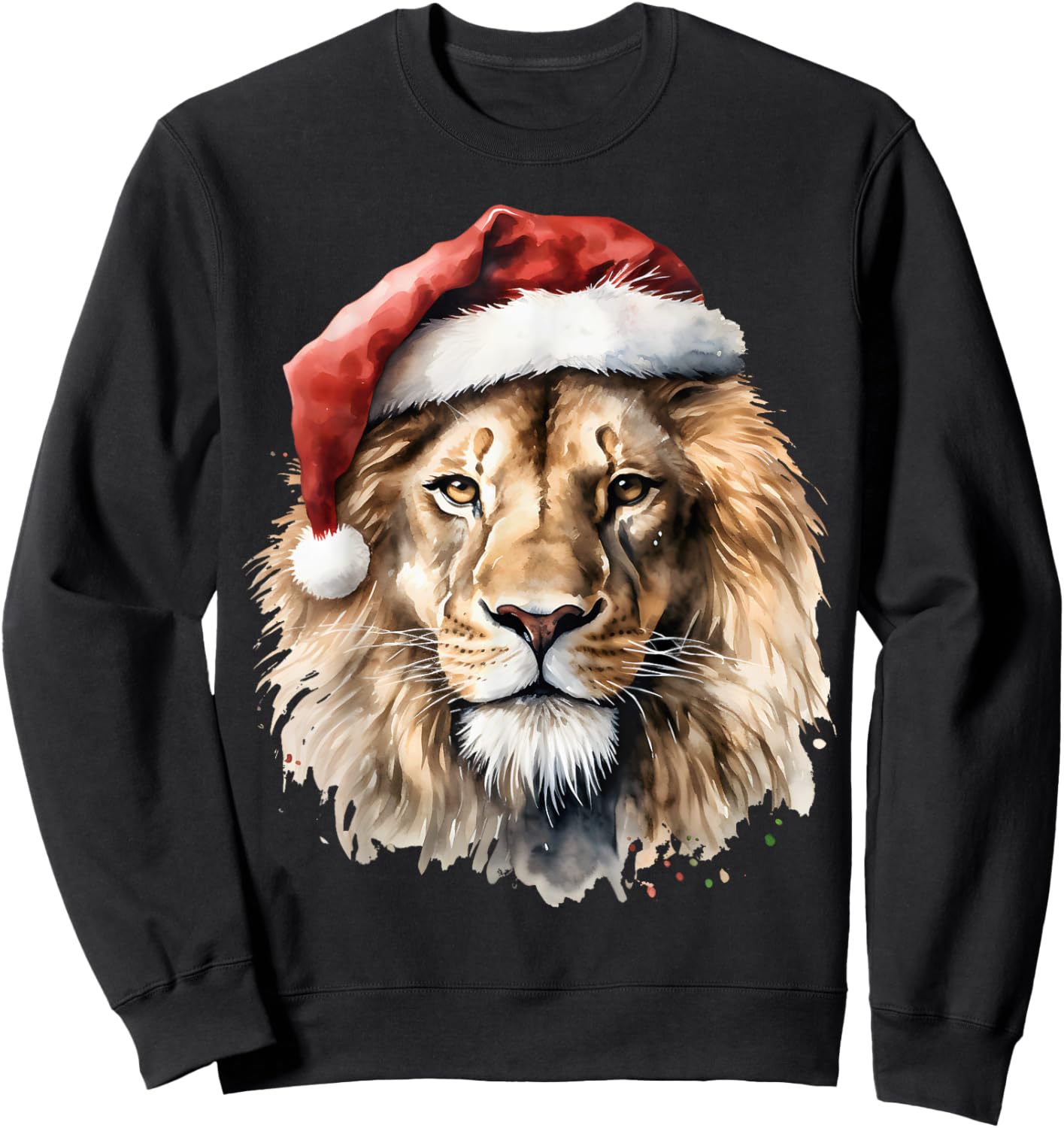 Lion Lover Santa Hat Christmas Zoologist Pajamas Xmas wild Sweatshirt - Sweatshirt | Black