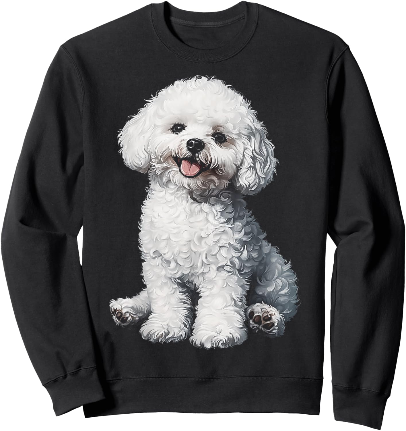 Bichon Frise Dog Motif Pet Illustration Bichon Frise Sweatshirt - Sweatshirt | Black